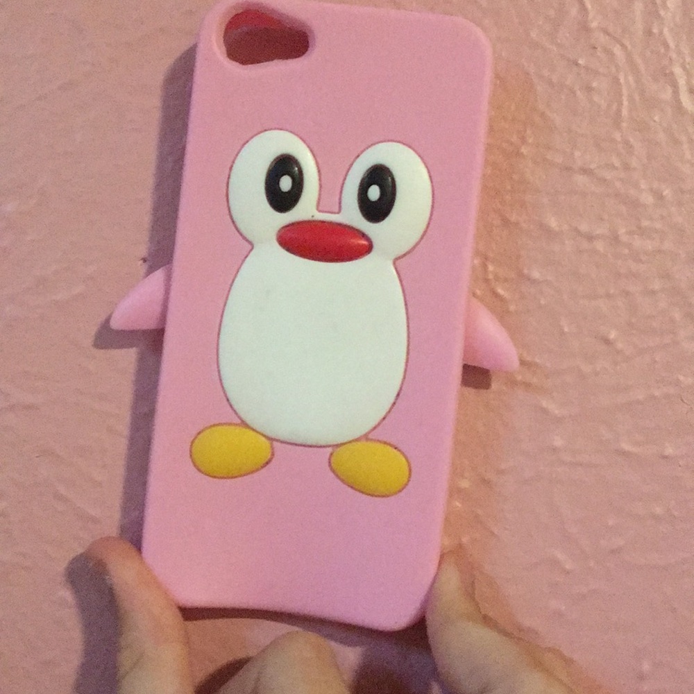 Pink penguin I phone 5S/SE case rubber